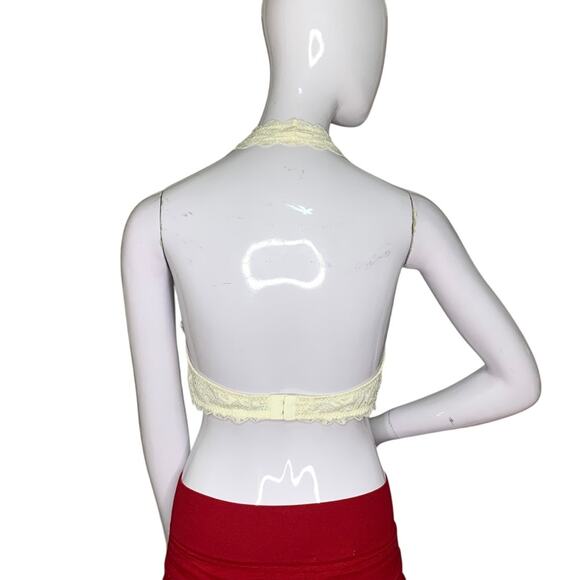 Free People Galloon Lace Halter Cream Bralette Size M - Picture 7 of 14